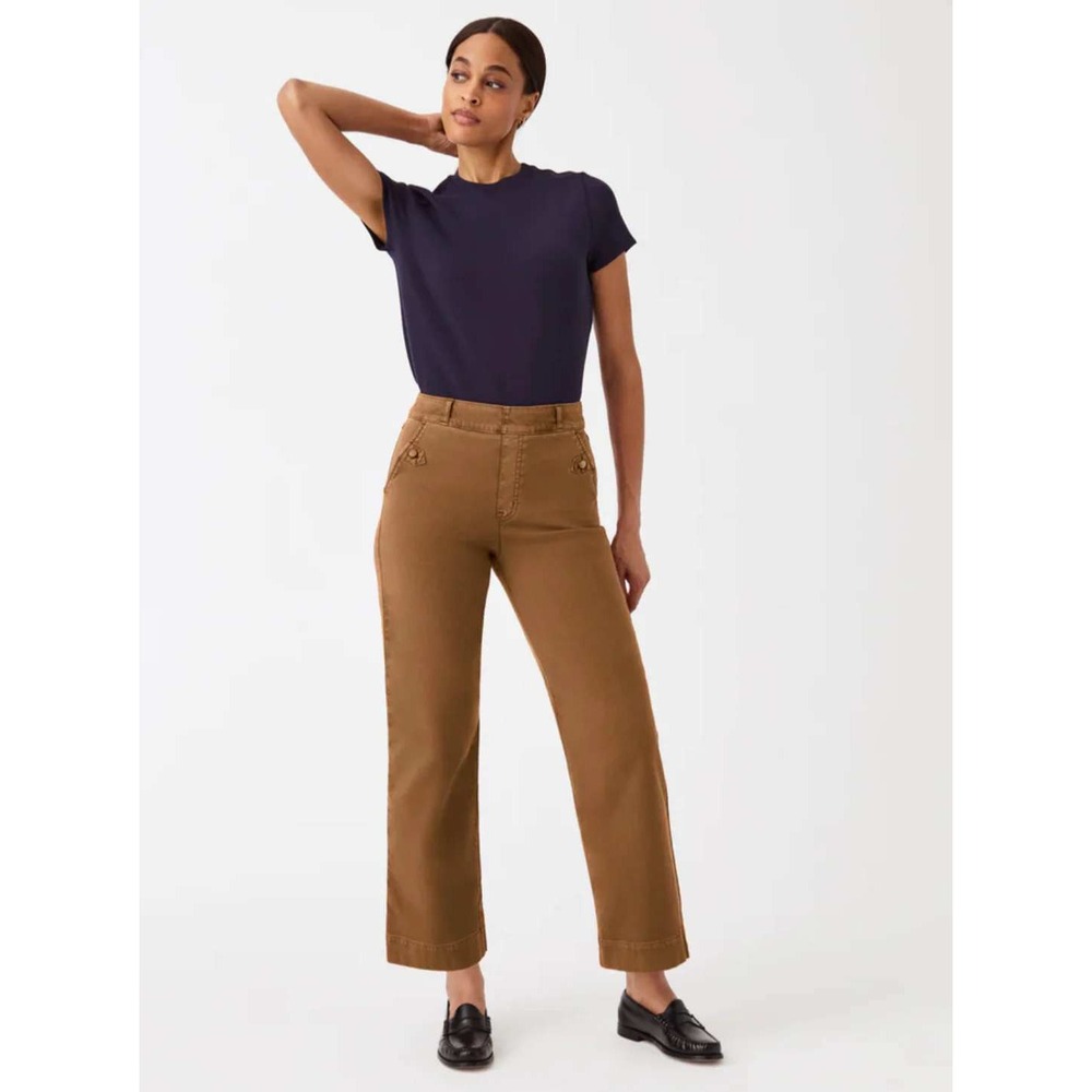 NWT Spanx Stretch Twill‎ Cropped Wide Leg Pants Acorn Tan Brown XSP